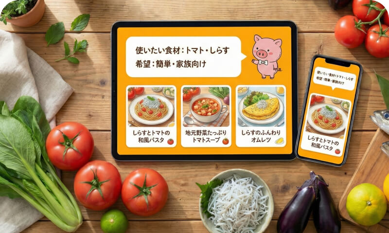 地元食材レシピ提案くんの使用例